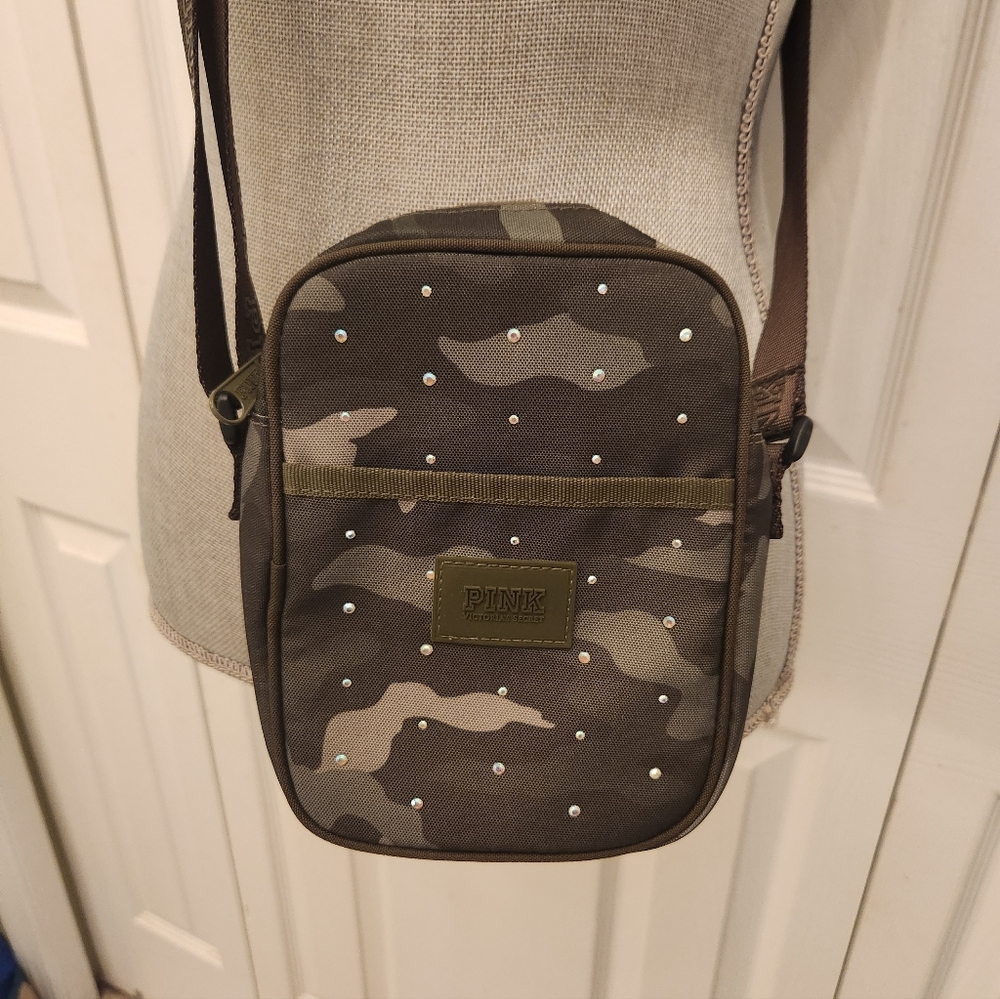 PINK Victoria's Secret Green Camo Cross Body Or Belt Bag
